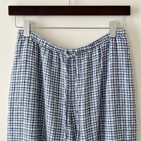 Abercrombie Blue Plaid Linen-Blend Pull-On Wide Leg Drawstring Pants - Picture 2 of 16